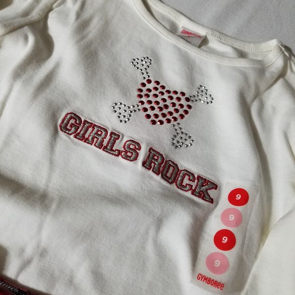 Gymboree Schoolgirls Rock size 9 shirt, 8 adjustable waist skort, 8-10 tights - Picture 7 of 11